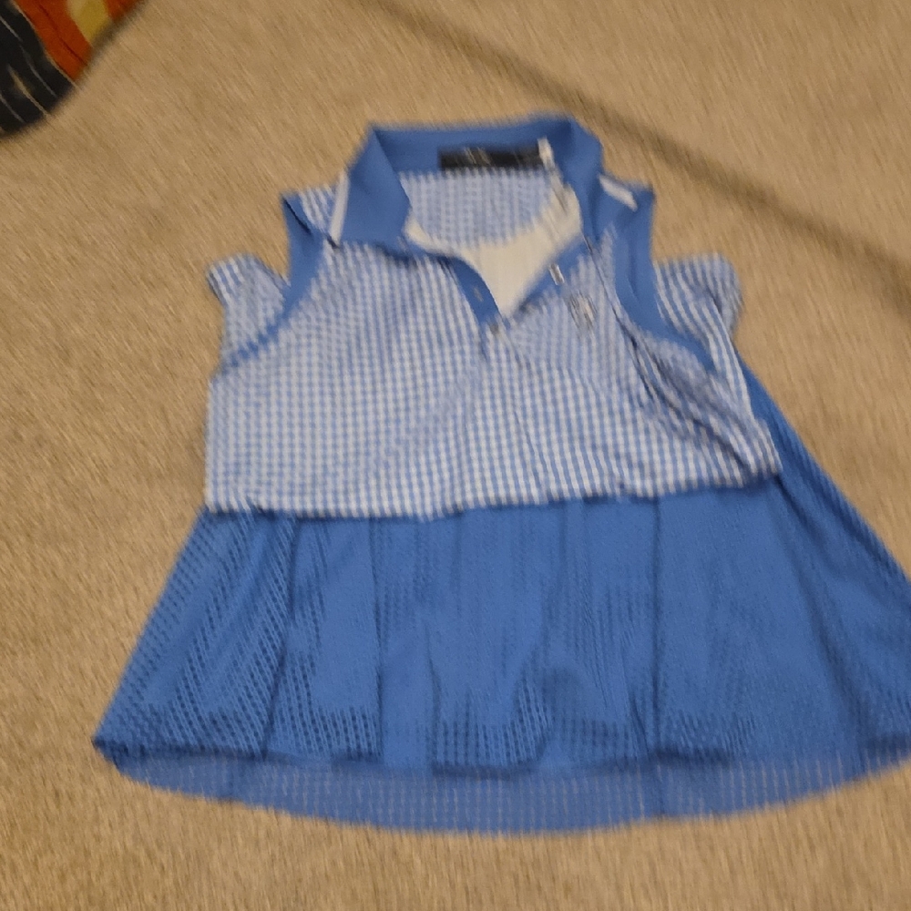 RLX Ralph Lauren Blue and White Kids Polo Top and matching skirt